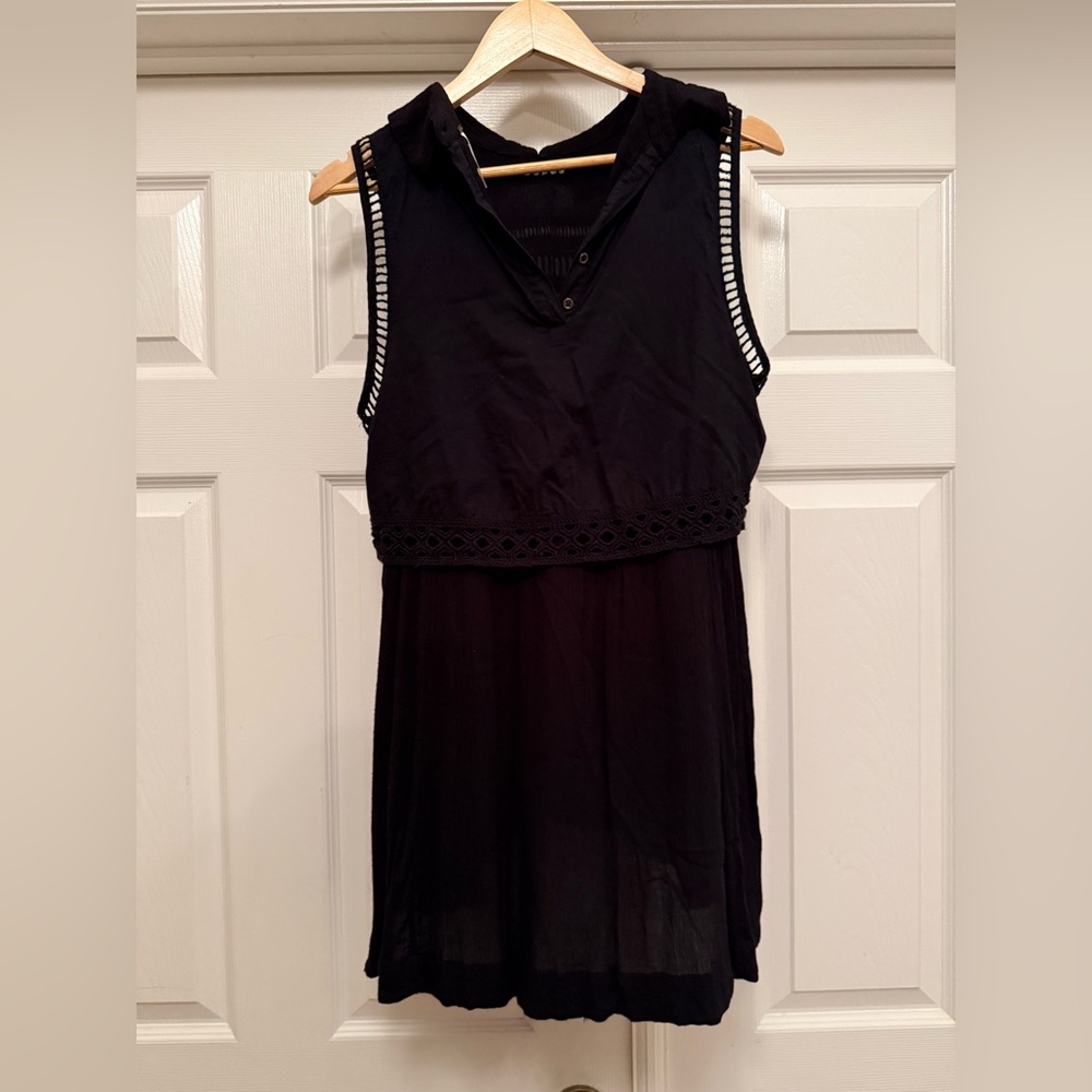 Free People Women’s Black Sleeveless Dress 100% Cotton Size Medium Babydoll